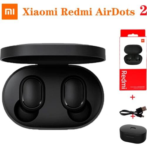 Xiaomi Redmi AirDots 2 Wireless Bluetooth 5.0 TWS Earphone Wireless Gift Silicone Protective Cover Cases+Charging Cable earphone