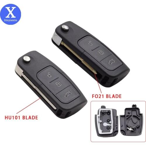 Xinyuexin Flip Folding Uncut Blank Car Remote Key Shell Fob Cover for Ford Focus Mondeo Fiesta Ka Galaxy Kuga Escape 3 Buttons