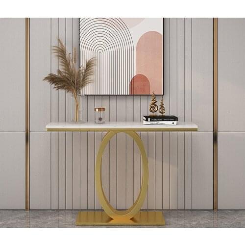 Iron marble porch table light luxury modern simple porch platform wall narrow case porch cabinet into the end view platform