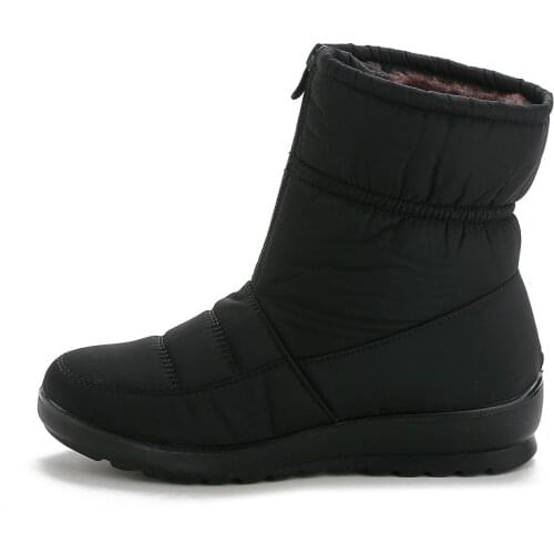 Womens Boots Fashion Waterproof Snow Boots Keep Warm Black Short Women Shoes Zip Non-Slip Boots Ladies Comfortable Female Shoes