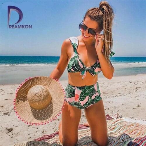 Women Sexy High Waist Bikini set Swimwear Female Swimsuit Push Up Strappy Bikinis Women Ruffle Swimsuit Bathing Suit