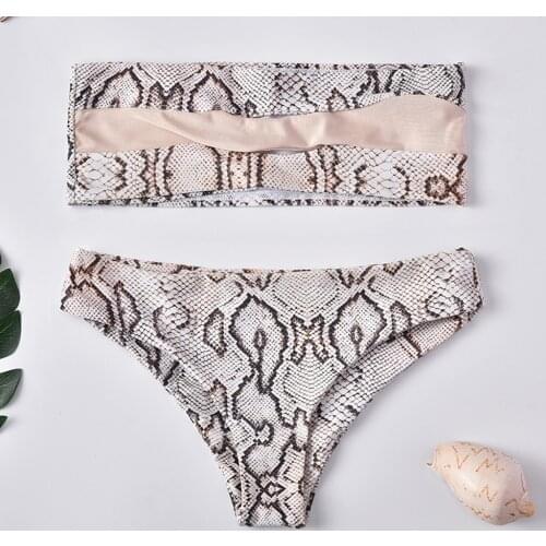 Women bikini swimsuit 2021 Two-Piece Swimsuit Snake Print swim suit Tube Top Bikini set Beachwear Swimwear maillot de bain femme