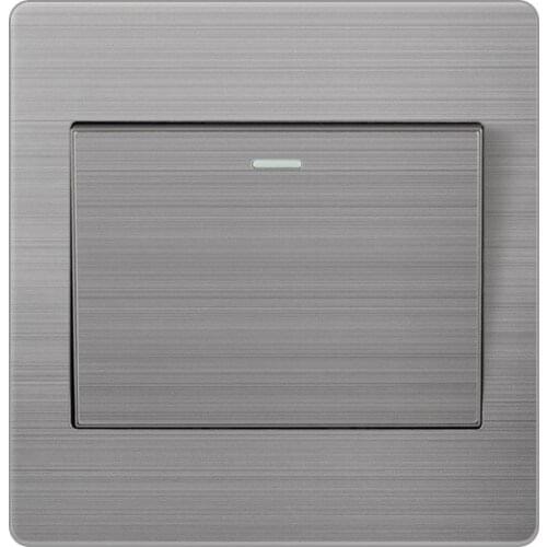 1 Gang 1/2 Way Light Wall Switch 10A Wall Push Button Lamp Switches Silver Metal Stainless steel Panel Home Accessories