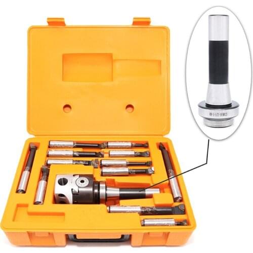 1set Metric R8 M12, 7/16 Tool Holder+3inch 75 boring head+ 12pcs 18mm boring shank tool for CNC milling