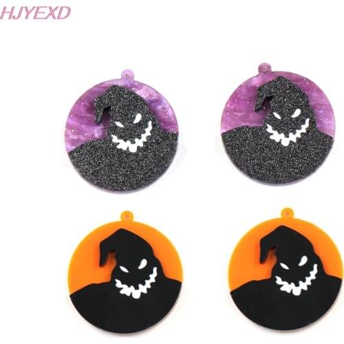 1pair) CH1023-35mm Nightmare Before Christmas For Earrings Boogie Man Galaxy Purple Gliter Acrylic Jewelry Accessories