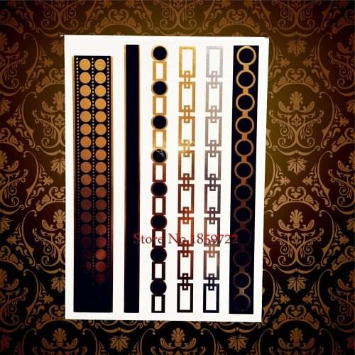 1PC Gold Bracelets Temporary Tattoo Stickers HYH-079 Women Removable Fake Metallic Tattoo Paste Chains Jewel Designs Tatoos
