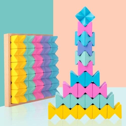25Pcs Baby Toys Macaron Wooden PuzzleToys For Kids Creative Building Blocks Montessori Educational Toy Children Gifts