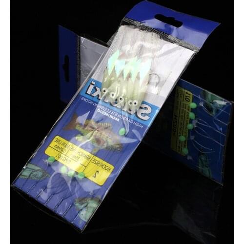 3 Packs Sea Fishing Hook Tring Hook SABIKI with Luminous Beads size 4# 3# 2# 1# 1/0# Saltwater Fishing Hooks