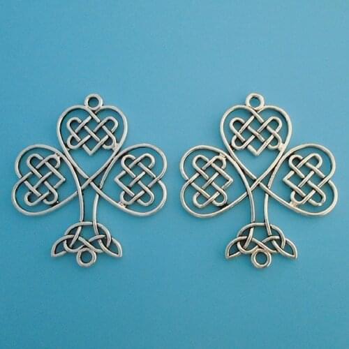 3 x Hollow Large Celtics Knot Shamrock Connectors Charms Pendants for Necklace Jewelry Making Findings 46x41mm