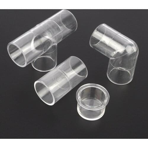 1pc 20 25mm Acrylic Joint Aquarium Fish Tank Filter Water Pipe Connector Transparent Plexiglass Tee Elbow Direct Cap Tube Joints