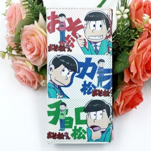 Anime Matsuno Osomatsu Synthetic Leather Wallet Long Button Purse Matsuno Karamatsu Mens Wallet