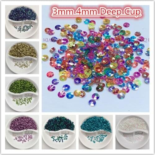 20g 3mm 4mm Deep Cup Sequins Paillette Sewing Embellishment Findings Women Diy for wedding,Hat Shoes Craft.Kids DIY Wholesale