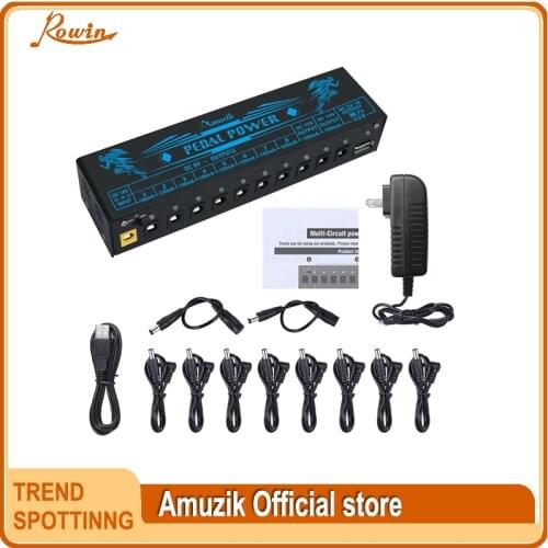 Amuzik Guitar Pedal Power Supply 10 Isolated DC Output for 9V/12V/18V Guitar Effect Pedals with USB Charging Port