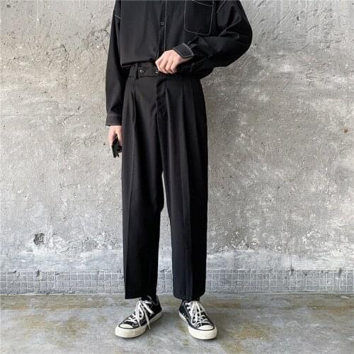 Sagging Trousers Mens Loose Straight Pants Autumn Korean Trend Pants Wide Leg Casual Pants Nine Suit Pants Thin