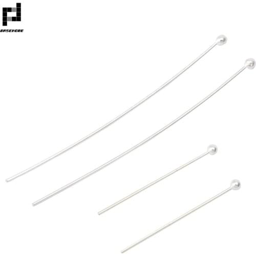 BASEHOME 10pcs/lot 20/30/40mm Length 925 Sterling Silver Ball Head Pins Pure Silver Needles For DIY Jewelry Making Accessories
