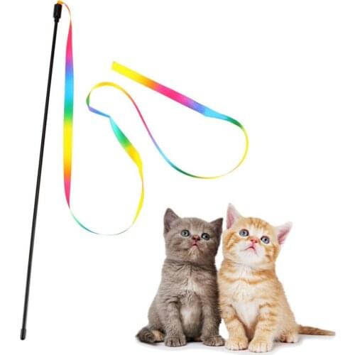 Cat Toys Cute Funny Colorful Rod Teaser Wand Plastic Pet Toys for Cats Interactive Stick Cat Supplies