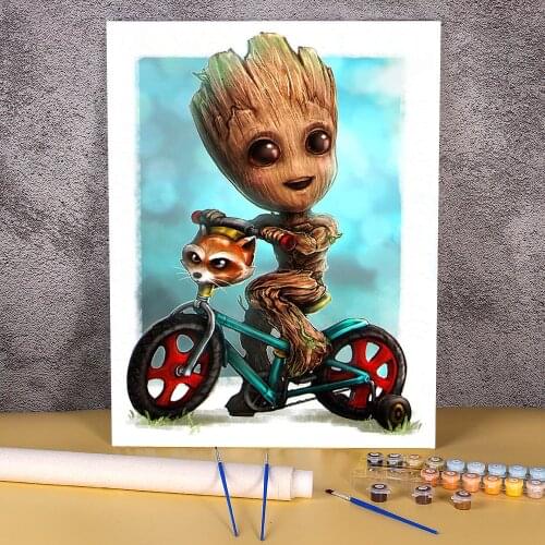 Groot Paint By Numbers Complete Kit Oil Paints 40*50 Canvas Pictures Wall Decoration Children Wholesale Wall Art Drawing