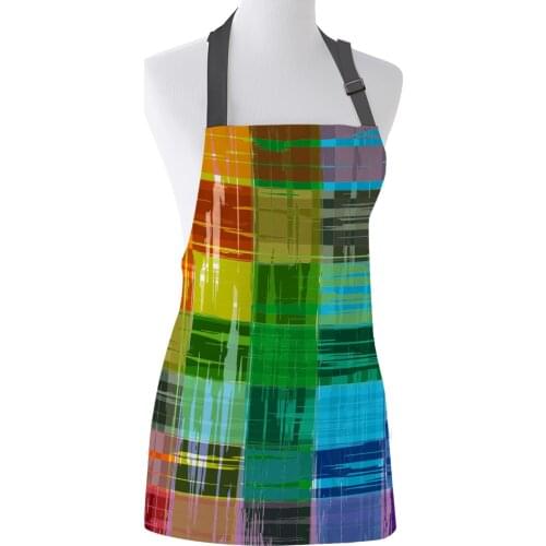 Kitchen Apron Abstract Rainbow Color Paint Adjustable Bib Canvas Aprons For Women Cooking Baking Restaurant Kids Apron Pinafore
