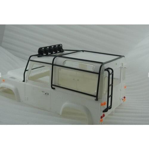1/10 scale Metal Rolling Roll Cage Adventure Land Defender D90 Roof Rack Rover Luggage Tray LED Bar Stair For RC8WD G2 Hard Body