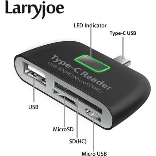 Larryjoe Multifunction Memory Card Adapter USB 3.1 Type C USB-C TF OTG Card Reader for MAC-book Phone Tablet Cards Readers