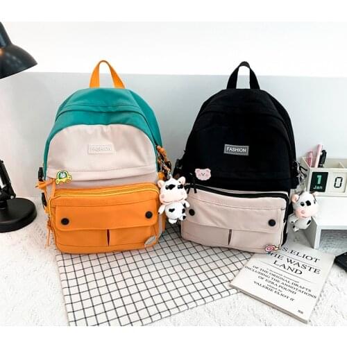 Fashion Contrast Color Womens Backpack Nylon Waterproof And Wear-resistant Student School Bag Large Capacity School Backpack