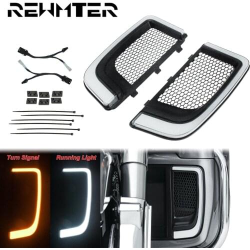 Motorcycle LED Fairing Lower Grills Light Black For Harley Touring Electra Street Glide Tri Glide CVO FLHTKSE Limited FLHTCU