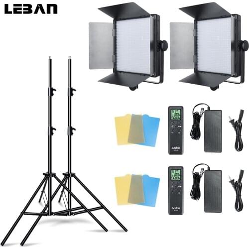 Godox 2pcs LED1000W 5600K Continuous Light Kit with 2pcs 2.8M Light Stand for Photography Wedding Childrens Video Shooting