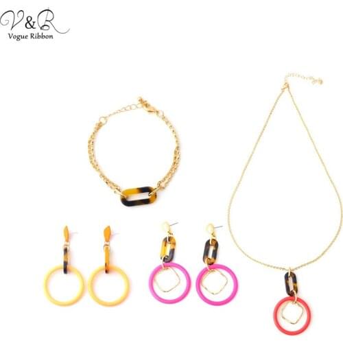 2020 Diy Package Jewelry Making Necklace And Earring Bracelet Set Bijoux Fille With Acrylic Hoop Acetate Charm Pendant Diy Set