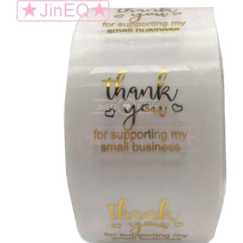500pcs Clear Gold Foil Thank You Stickers for my small business Paper Label Stickers for Christmas Gift Envelope Sealing Sticker