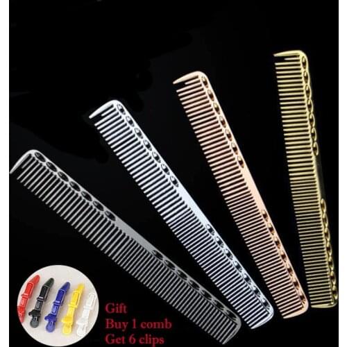 New Arrive Space aluminum Hair Comb with Gifts Alligator Hair Clips Hair salon professional beauty salon accessories 2sizes