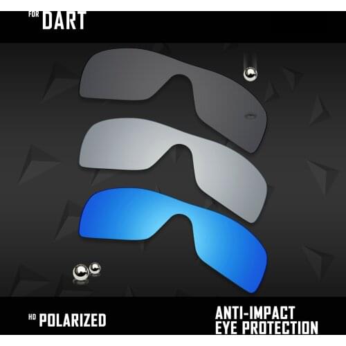 OOWLIT 3 Pieces Polarized Sunglasses Replacement Lenses for Oakley Dart -Black & Silver & Ice Blue