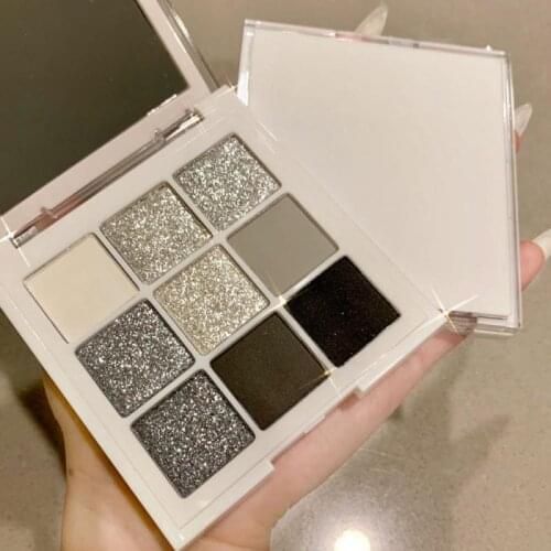 New Nine Colors Punk Eye Shawdow Makeup Palette Pressed Matte Glitter Eyeshadow Long Lasting Waterproof Eye Cosmetic