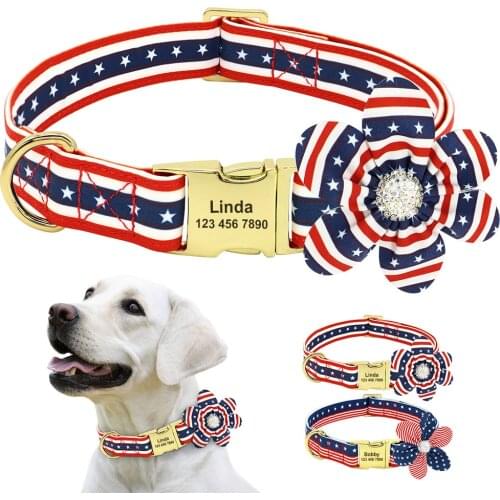 Personalized Dog Cat Collar Adjustable Customized Pet Tag Collars For Small Medium Large Dogs French Bulldog Pug Dog Accessories