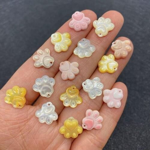 Wholesale Multi-color Cat Paw Shape Pendant Natural Shell for Jewelry Making DIY Handmade Accessories Beaded Decoration Fashion