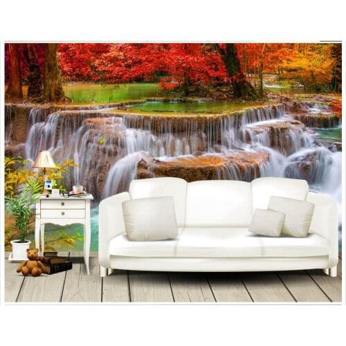 Custom Any Size Mural Wallpaper TV Background Original 3D Beautiful Autumn Red Maple Forest TV Background Wall