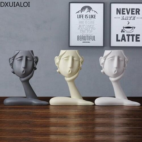 DXUIALOI Simple Creative Character Model Art Vase Living Room Flower Arrangement Desktop Art Decoration Home Decoration
