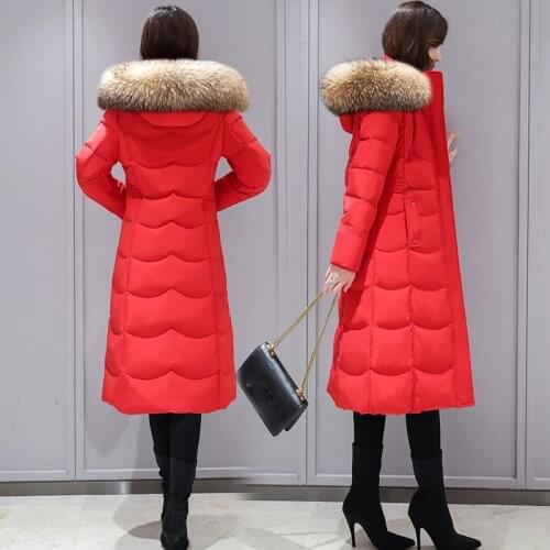 Long Winter Down Jacket Women 2021 Hooded Solid Casual Womens Down Coat With Fur Collar Solid Thick Overcoat Female