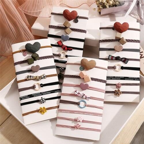 8 PCS/SET Bow Knot Hair Headwear Flower Pearl Elastic Hair Bands for Women Girls Fashion Hair Accessories Headbands Set