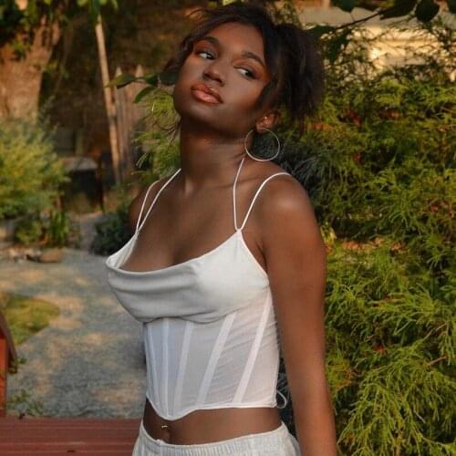 Sexy Hollow Out Mini Vest Camis For Woman Inner Charming Tank Tops Bodycon Trammel Rope Back Summer Style Streetwear