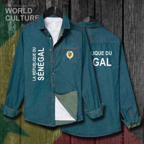 Senegal SEN africa Senegalese Long Sleeve Fashion Cowboy Coat Men Clothes Spring Autumn Cotton Turn-down Collar Jeans Shirt 20