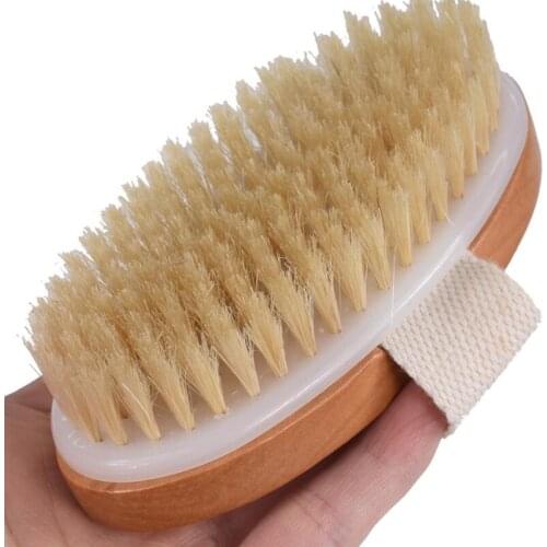 Natural Bristle Brush Wooden Bath Shower Bristle Brush SPA Body Brush Bathroom Supplies For Dry Skin Body LX4710