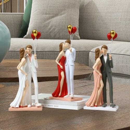 Nordic Resin Balloon Couple Sculpture Decoration Living Room Porch TV Cabinet Home Decor Ornaments Girlfriend Wedding Gift