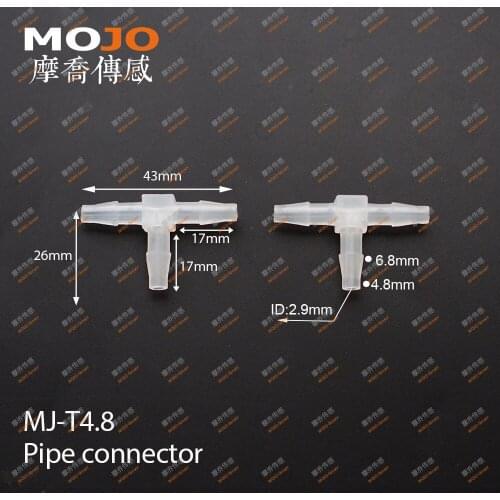 2020 MJ-T4.8 3/16" Tee pipe connectors 4.8mm hose joint PP pipe fitting (1000pcs/Lots)