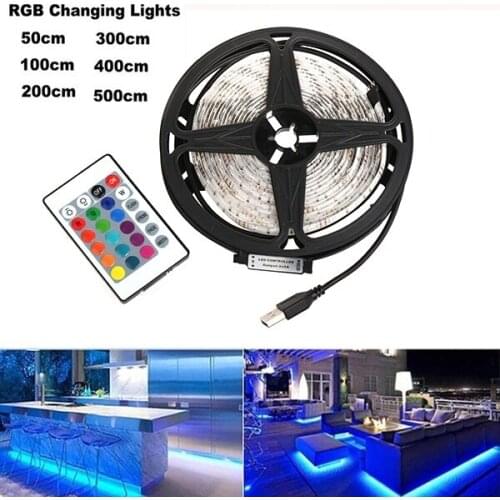 3528 USB LED Strip Light 5V Color Changing String Tape Ribbon Waterproof White/ Warm 1M 2M 3M 4M 5M RGB LED Strip DIY IR Control