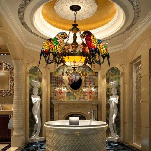 E27 led Tifanny Colorized Parrot Designer Lustre Chandelier Lighting Suspension Luminaire Lampen For Dinning Room