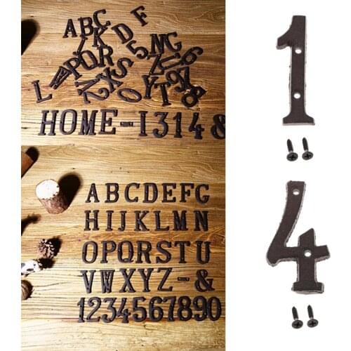 2Pcs Wrought Iron Black Antique House Office Door Numbers Sign Plaque 1 & 4