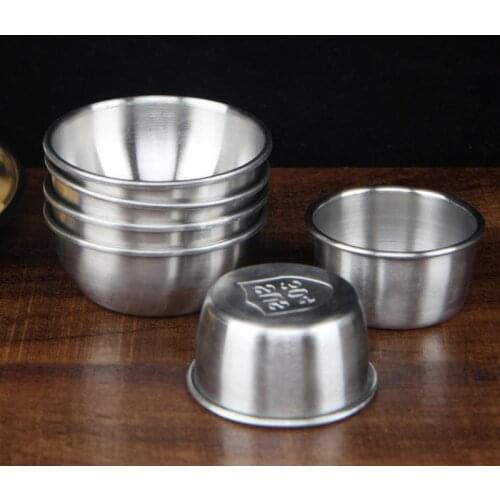 Stainless Steel Seasoning Sauce Dish Food Dipping Bowls Round Seasoning Tray Sushi Vinegar Soy Saucer Appetizer Plates