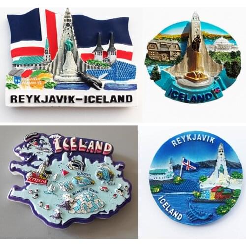 Iceland Tourism Souvenir Fridge Magnet National Flag Landmark Fin Whale Painted Magnetic Refrigerator Sticker Home Decorative