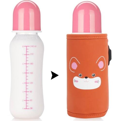 USB Baby Bottle Warmer Portable Travel Milk Warmer Infant Feeding Bottle Heated Cover Insulation Thermostat Food Heater