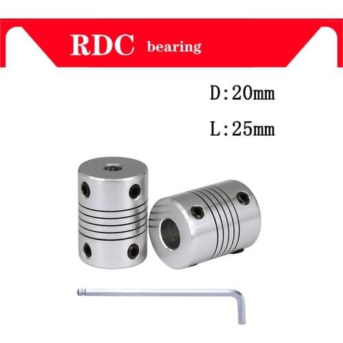 High quality haft coupler clamp stepper servo motor coupling D20 l25 3mm, 4mm, 5mm, 6mm, 6.35mm, 7mm, 8mm CNC Factory sales